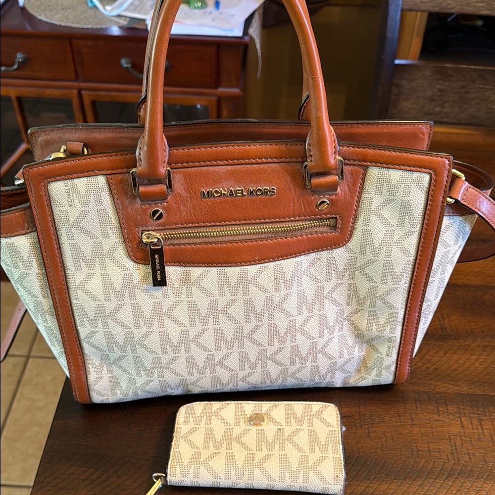 Michael Kors Brown and Cream Women's Bag